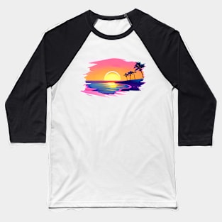 Stunning Tropical Beach Sunset Baseball T-Shirt